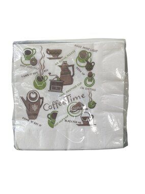 Vintage 15 Rust Craft Browne Luncheon Napkins Coffee Time 13.5" x 13.5" NEW NOS